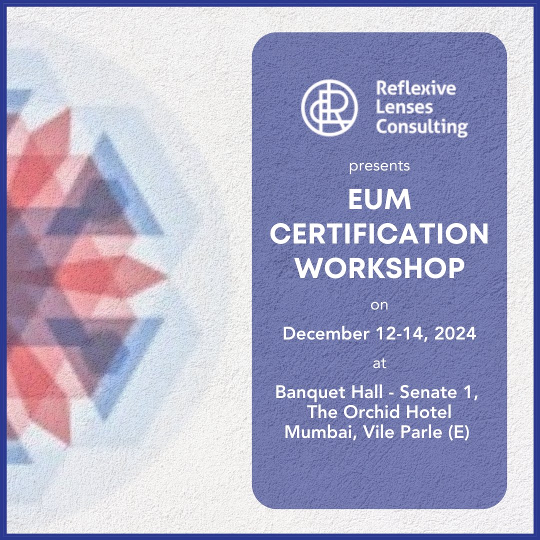 eumlens's tweet image. We are hosting an in-person EUM Certification Workshop in December in Mumbai, and hope to see you there.
Learn more about the workshop and register:
Brochure - eumlens.in/.../uploads/20…
Registration - forms.gle/khG5harsPM2Qxy…
#eumlens, #eumresearch, #eum, #testimonials,  #coaching