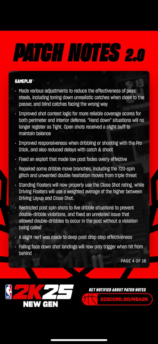 Leverett_DMV's tweet photo. Season 2 Gameplay Patchnotes #NBA2K25 https://t.co/jn4T3k62XU