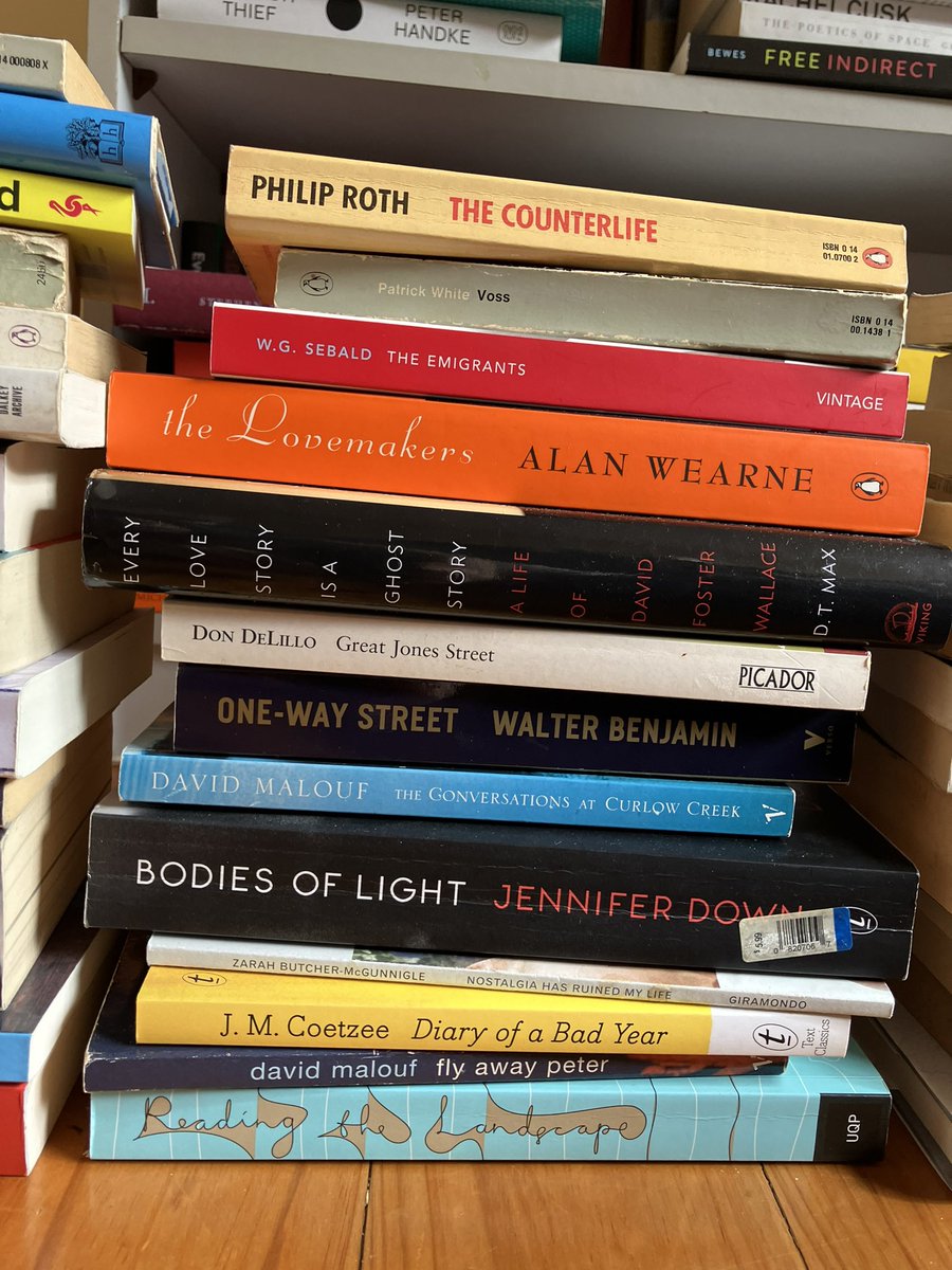 ReubenMackey_'s tweet photo. At the end of every semester I give away books to my students—mostly double-ups or great books I’ve found for $1 at op shops (or just books I don’t want anymore—try and guess which…). Here’s this semester’s crop, minus the 20 from yesterday’s class. https://t.co/PDYBydnfhF