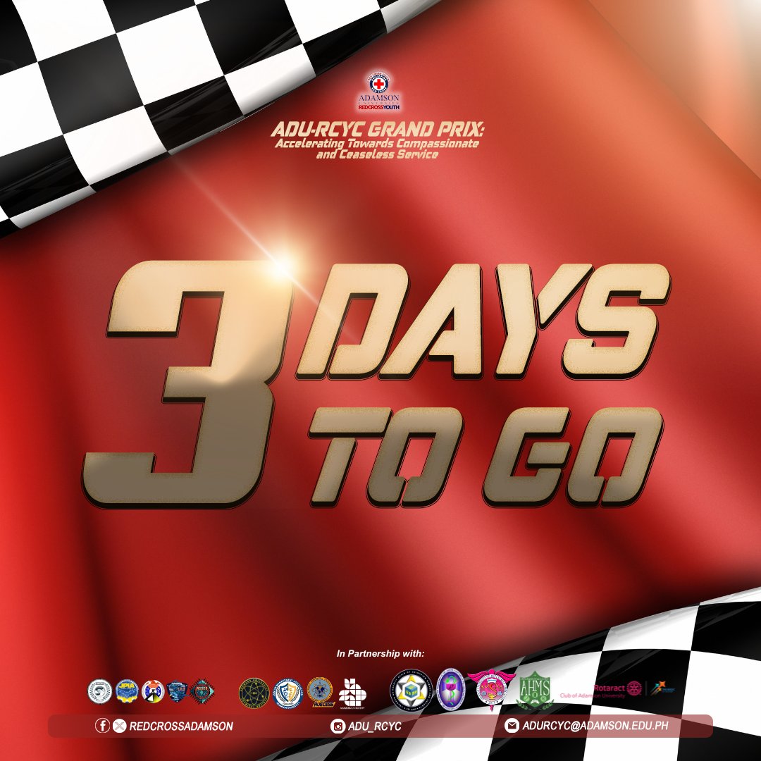RedCrossAdamson's tweet photo. 𝟯 𝘿𝙖𝙮𝙨 𝙩𝙤 𝙂𝙤: 𝙍𝙖𝙘𝙚𝙧𝙨 𝙍𝙚𝙖𝙙𝙮! 

We’re officially 𝟯 𝗱𝗮𝘆𝘀 away from the starting grid of the 𝗔𝗱𝗨-𝗥𝗖𝗬𝗖 𝗚𝗿𝗮𝗻𝗱 𝗣𝗿𝗶𝘅! 🏎️💨  

Don't miss out on this thrilling ride, pre-register now through this link:  https://t.co/KF8IL85xzO https://t.co/LtEzlXHGIx