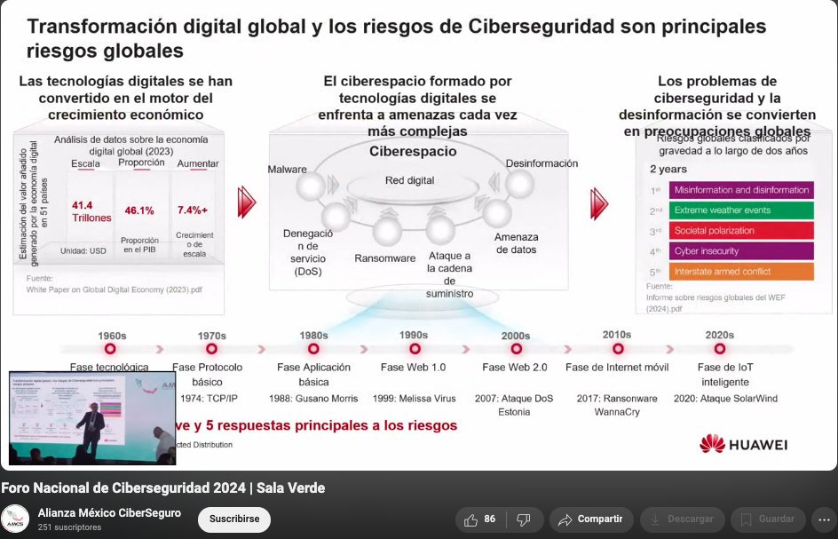 📲1er Foro Nacional de Ciberseguridad.
Ya puedes revivir la conferencia de <a href="/HuaweiMex/">Huawei Mexico</a>, a cargo de Manuel Diaz <a href="/m_dia_z/">Manuel Diaz</a>.

📹📺Video youtube.com/live/21h4jNgPB… 

#1erForoNacionalDeCiberseguridad #ForoAMCS2024 #Ciberseguridad #Cybersecurity #MéxicoCiberSeguro #IA #Ransomware #Riesgos