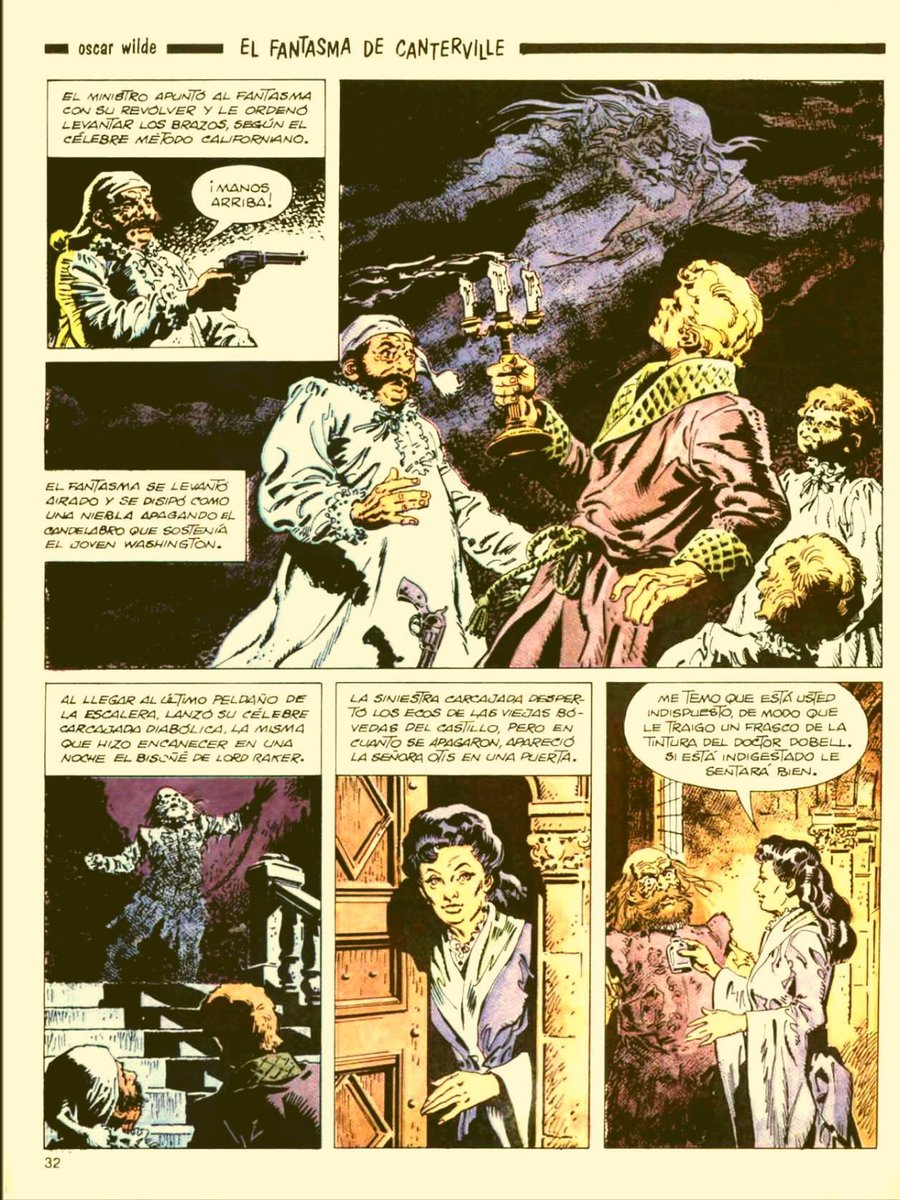 LibrosVintage's tweet photo. “Me temo que está usted indispuesto de modo que le traigo un frasco de la tintura del Doctor Dobell.”

Oscar Wilde adaptado por Juan Arranz para #Trinca.

'El fantasma de Canterville'.
Colección #Trinca n° 16
Ed. #Doncel, 1971

Oscar Wilde ​(16 oct 1854 - 30 nov 1900) https://t.co/U7Jogp53j1