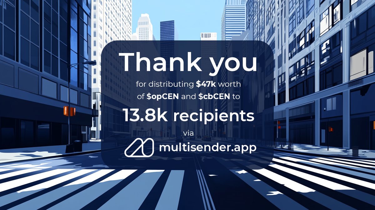 Token MultiSender (@multi_sender) on Twitter photo Big shoutout to <a href="/cencommunity/">CEN - Community Empowerment Network</a> for leveraging Multisender.app to distribute $cbCEN and $opCEN tokens to #XEN users! 🙌
It’s always a pleasure to support the #crypto community on #BASE and #Optimism! 💫 Big shoutout to <a href="/cencommunity/">CEN - Community Empowerment Network</a> for leveraging Multisender.app to distribute $cbCEN and $opCEN tokens to #XEN users! 🙌
It’s always a pleasure to support the #crypto community on #BASE and #Optimism! 💫