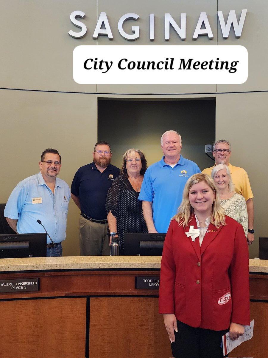 Proud advisor tonight.  Maggie Henderson represented <a href="/TexasFCCLA/">Texas FCCLA</a> and <a href="/BoswellFccla/">Boswell FCCLA</a> at the <a href="/CityofSaginaw/">City of Saginaw</a> City Council Meeting tonight by explaining who we are and what we do as a CTSO.  <a href="/EMSISD/">EMS ISD</a> <a href="/EMSISD_CTE/">EMSISD CTE</a> <a href="/boswellhs/">Boswell High School</a>