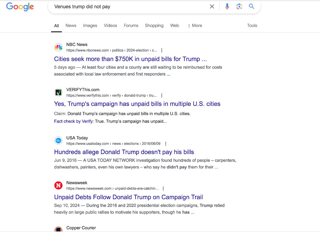 BardOfEarth2's tweet photo. THIS IS IMPORTANT:
#Trump is a #NoAccount.
His REPUTATION for #SlowPayNOPAY is out.
How many #Cities, #Venues #PoliceDepartments
does he OWE? https://t.co/frvsXWAz3B