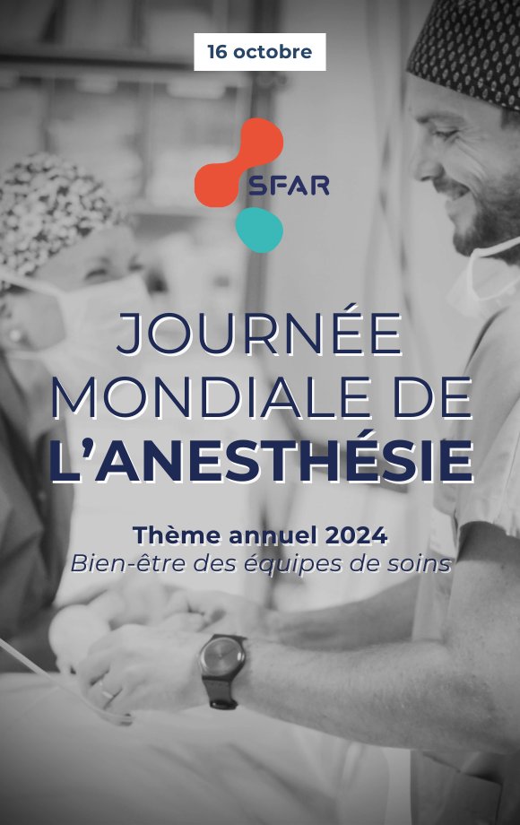 🗓️ Journée mondiale de l'anesthésie

"Nous reconnaissons que la santé et le bien-être du personnel d'anesthésie au niveau mondial font partie intégrante de notre travail [...] Nous devons être en bonne santé pour fournir des soins optimaux aux patients." <a href="/wfsaorg/">WFSA</a>