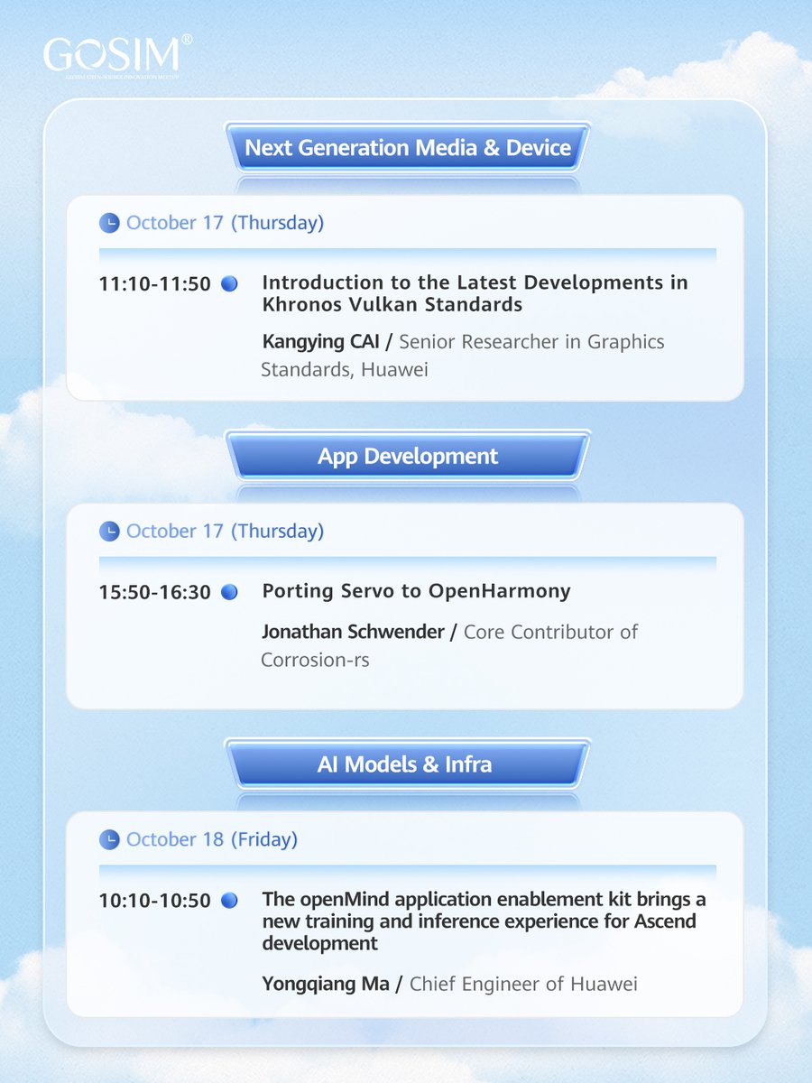 HWOpenSource's tweet image. 🔔 Excited to share our conference agenda for the upcoming #GOSIMCHINA 2024! Join us for inspiring keynote speeches and an in-depth exploration of #opensource technology trends, strategies, governance, and practices. Explore more: china2024.gosim.org #HuaweiOpenSource…