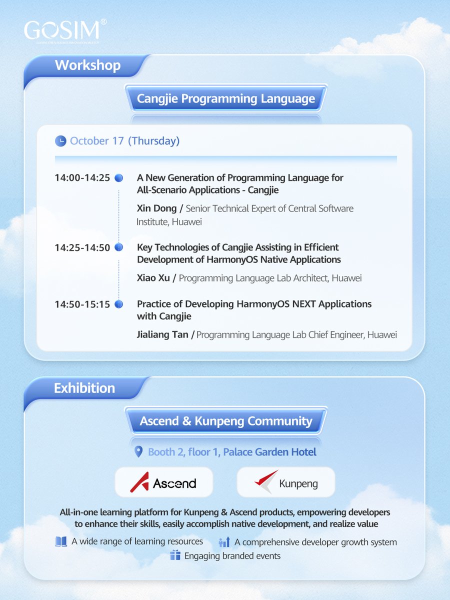HWOpenSource's tweet image. 🔔 Excited to share our conference agenda for the upcoming #GOSIMCHINA 2024! Join us for inspiring keynote speeches and an in-depth exploration of #opensource technology trends, strategies, governance, and practices. Explore more: china2024.gosim.org #HuaweiOpenSource…