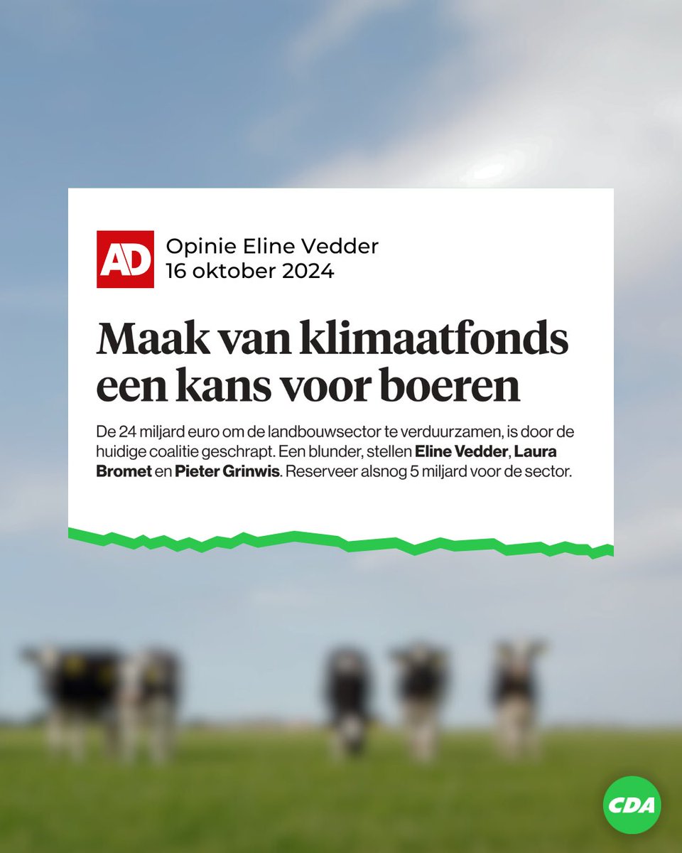 Om de landbouw toekomstbestendig te maken en de klimaatdoelen te halen, hebben boeren gerichte steun nodig. 

Daarom stellen wij met <a href="/gl_pvda/">GroenLinks-PvdA</a> en <a href="/christenunie/">ChristenUnie</a> voor om 5 miljard euro in het klimaatfonds te reserveren voor de verduurzaming van de landbouw.