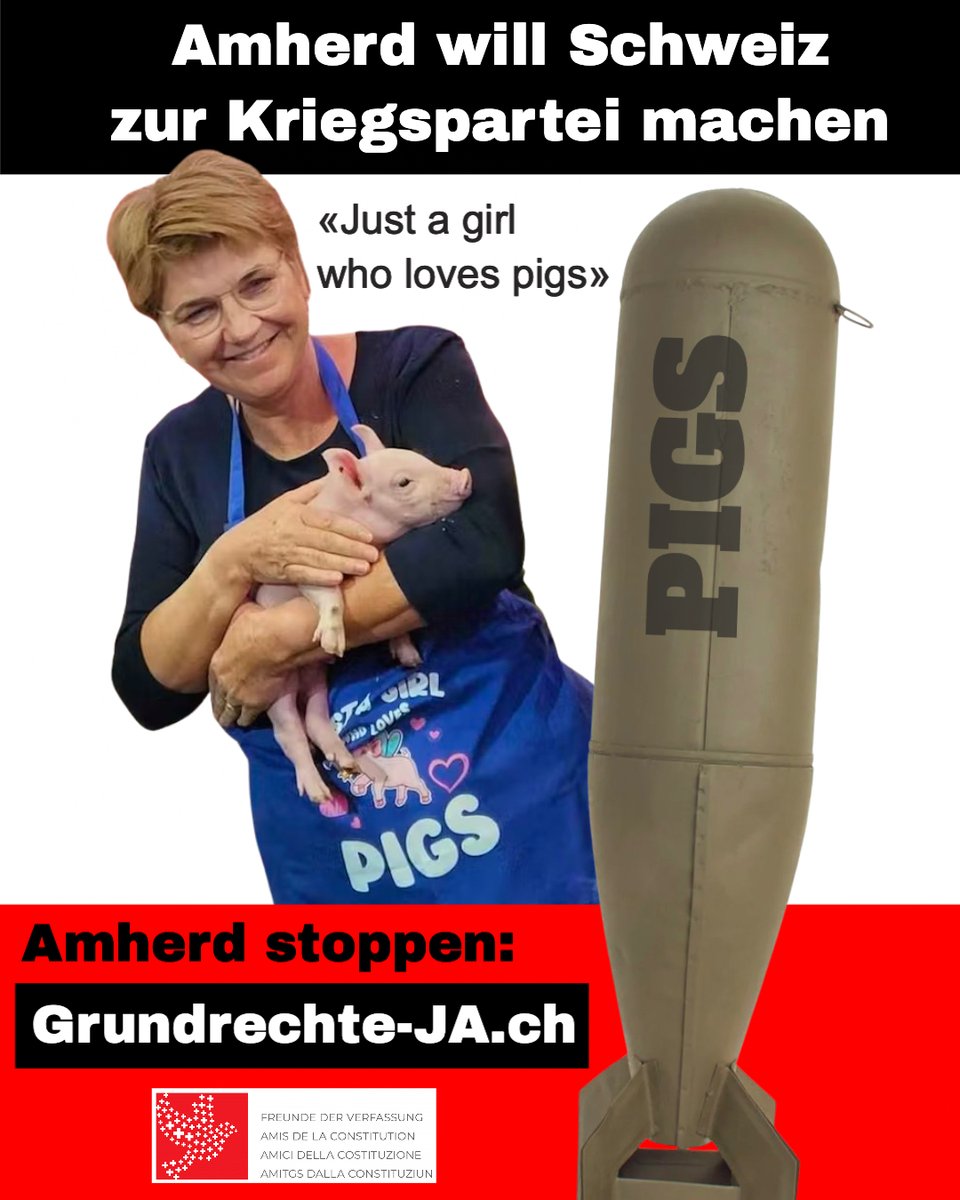 Fd_Verfassung's tweet photo. Ist Bundesrätin #ViolaAmherd die gefährlichste Frau der Schweiz? Sie will uns an #Nato anbinden und zur Kriegspartei machen. Amherd stoppen, Volksinitiative unterschreiben: https://t.co/O2fKNEEr2i. Link in Bio und Kommentaren. #FriedenJETZT #Schweiz #Neutral #Verfassungsfreunde https://t.co/rYAzHNHgWn