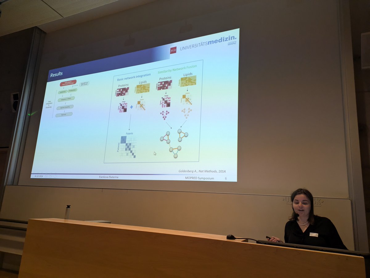 <a href="/esenkova_e/">Ekaterina Ekaterina</a> presents analysis of the MyoVasc cohort to find new lipid biomarkers for patients with heart failure using network fusion <a href="/ElisaAraldi/">Elisa Araldi, PhD</a> #MOPRED <a href="/dzhk_germany/">DZHK Germany</a>