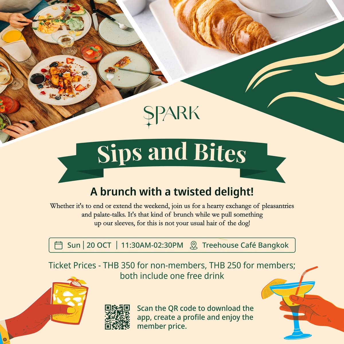Let’s get this brunch party started - no ifs, ands, or butts about it! See you all on 20th Oct ⏰💚

#Spark #BrunchParty #BangkokBrunch #WeekendPlans