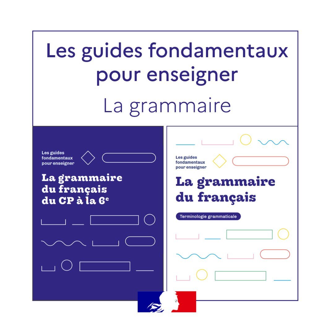 Les guides fondamentaux pour enseigner 📘 La grammaire du français

Cette publication s'attache dans un 1er volume à définir une base terminologique de référence. Un 2e volume fournit aux professeurs une approche didactisée des savoirs grammaticaux.

➡ eduscol.education.fr/3107/guides-fo…