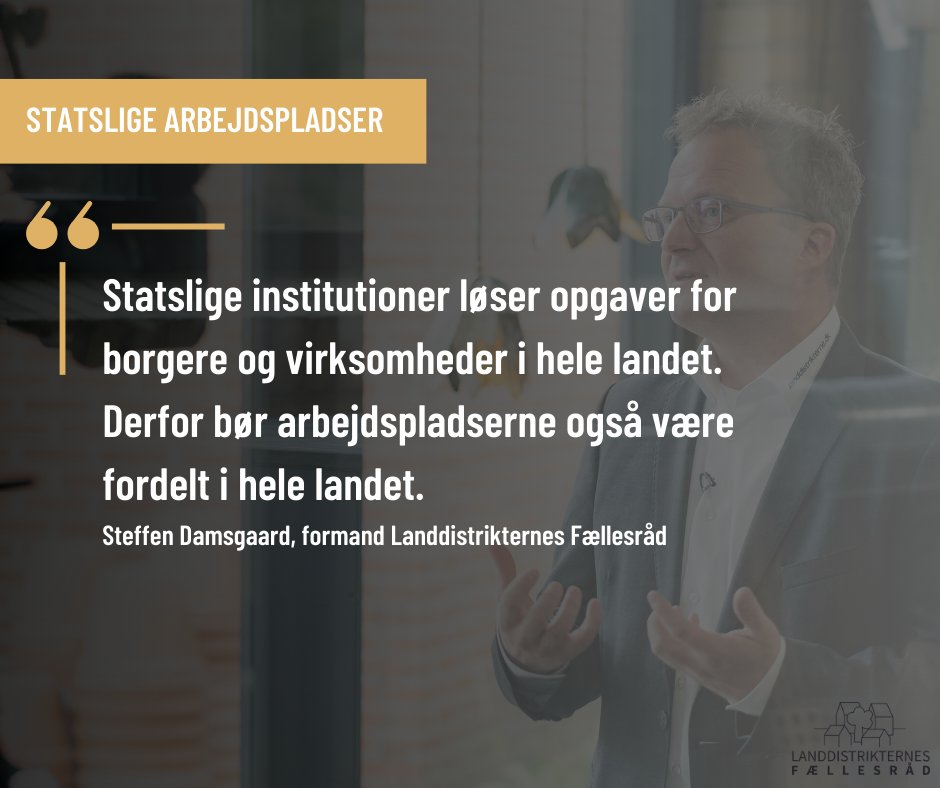 LDFdk's tweet image. Trods flere års politiske forsøg er der kun sket små ændringer i fordelingen af statslige arbejdspladser.

@Landdistrikter opfordrer til at udflytte 10.000 arbejdspladser: "Arbejdspladserne bør fordeles i hele landet."

Læs mere: via.ritzau.dk/pressemeddelel…

#Landdistrikter #dkpol
