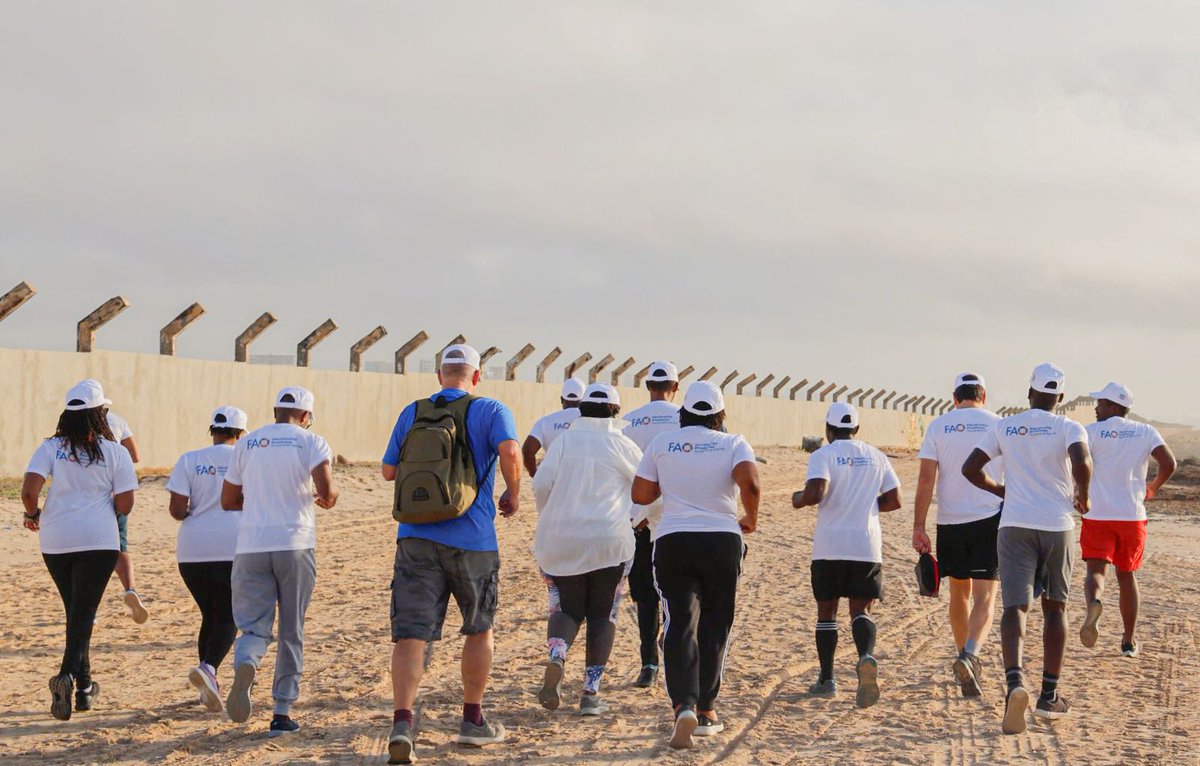 FAOSomalia's tweet photo. #WorldFoodDay is off to a great start here in #Mogadishu with an early morning fun run! 🏃‍♂️🏃‍♀️

Exercise is key to a healthy, well balanced life, &amp; today @FAOSomalia staff re-affirm that everyone has the #RightToFood for a better future &amp; life - leaving no-one behind!

#WFD2024 https://t.co/iRM2Fi7cID