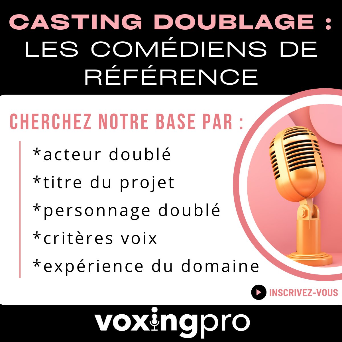 Vous avez aimé un acteur entendu dans un doublage ? 🎬 Recherchez-le sur Voxing Pro par projet, rôle ou nom d'acteur original. La recherche devient facile et rapide ! 🌟 
hubs.ly/Q02TsXwg0
#CastingVoix #Doublage #PostProduction