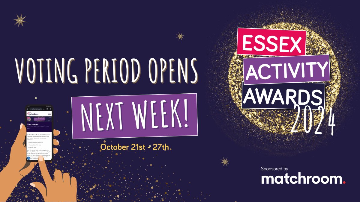 Next week is our voting period for this years #EssexActivityAwards24 and we want you to have YOUR say! 

📢 With three award categories up for public vote, you will decide who takes home the trophies! 🏆

Find out more about out annual awards here: activeessex.org/essex-activity…