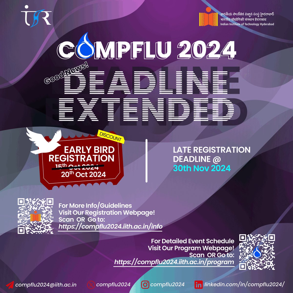 Compflu2024 (@comp_flu) on Twitter photo CompFlu2024 16-18 December 2024 at โฆ<a href="/IITHyderabad/">IIT Hyderabad</a>โฉ
REGISTER NOW!
Early Bird Registration extended until 20th Oct 2024!
SCAN or visit: (link in bio)
#COMPFLU2024 #RegistrationOpen #conference20 CompFlu2024 16-18 December 2024 at โฆ<a href="/IITHyderabad/">IIT Hyderabad</a>โฉ
REGISTER NOW!
Early Bird Registration extended until 20th Oct 2024!
SCAN or visit: (link in bio)
#COMPFLU2024 #RegistrationOpen #conference20