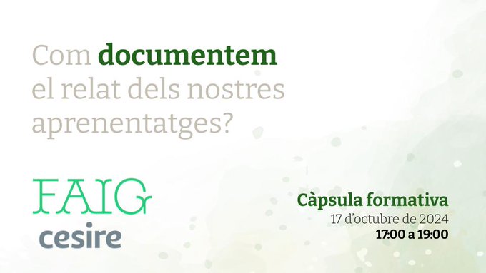 cesirecat's tweet image. 📢📢Recordeu, demà de 17:00 a les 19:00 connecteu-vos a la càpsula formativa "Com documentem el relat dels nostres aprenentatges?".  En @csecnarf76  ens compartirà l’experiència de @santjordivng, un centre del #programaFaig. T’esperem!! No cal inscripció! youtube.com/watch?v=13VZGz…