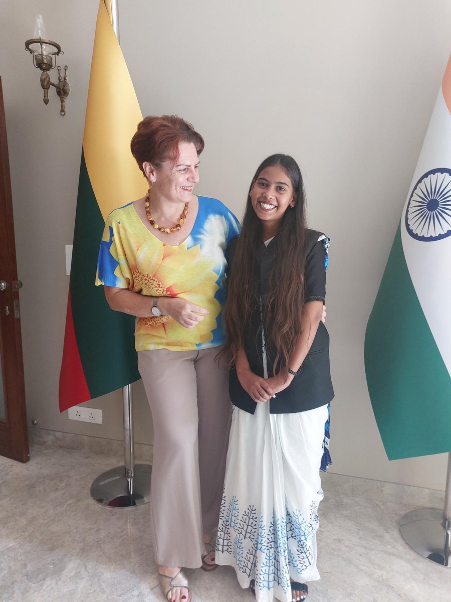LTEmbassyDelhi's tweet photo. On #InternationalDayOfTheGirl, Snehal, a #GirlChangemaker, joined Lithuanian Embassy 🇱🇹 in Delhi to discuss girls' rights, gender equality, and leadership. Special thanks to @PlanIndia for this empowering initiative! 🌟 #IDG2024 #GirlsTakeover #EqualForBetter #GirlsRiseHigh https://t.co/gwxaTAqSde