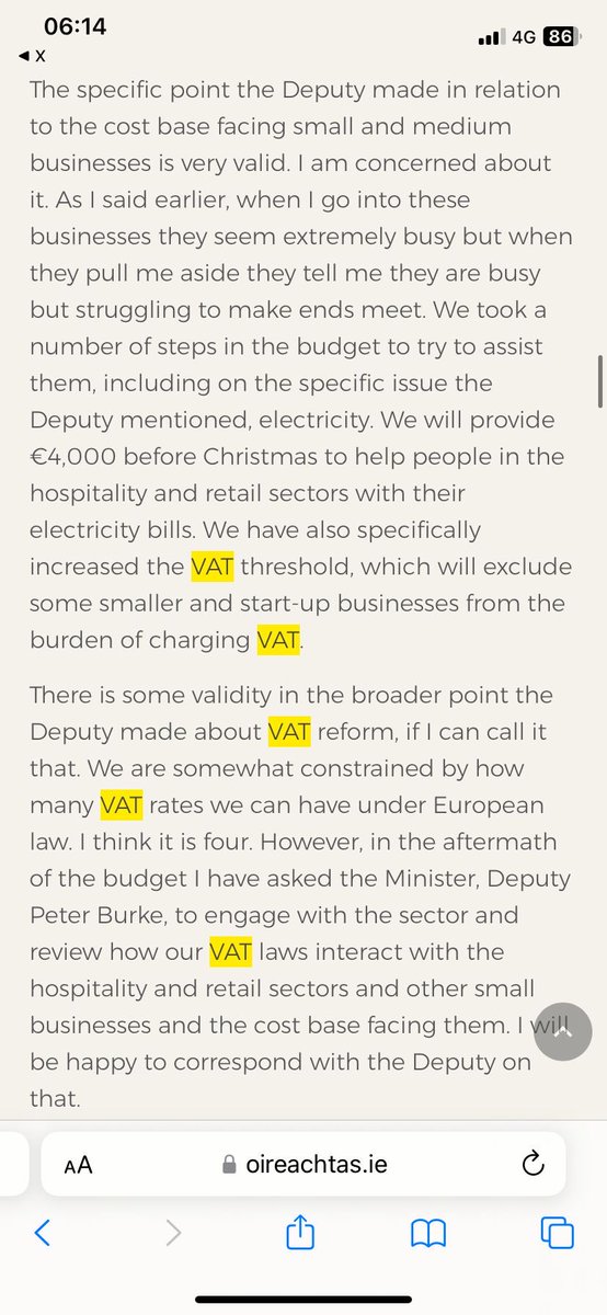 Adrian Cummins 🇮🇪🇪🇺 (@adriancummins) on Twitter photo 🚨Breaking
Taoiseach <a href="/SimonHarrisTD/">Simon Harris TD</a> said in the Dail yesterday he has instructed Minister <a href="/peterburkefg/">Peter Burke</a> to engage with the sectors to review hospitality & retail VAT laws. 🚨Breaking
Taoiseach <a href="/SimonHarrisTD/">Simon Harris TD</a> said in the Dail yesterday he has instructed Minister <a href="/peterburkefg/">Peter Burke</a> to engage with the sectors to review hospitality & retail VAT laws.