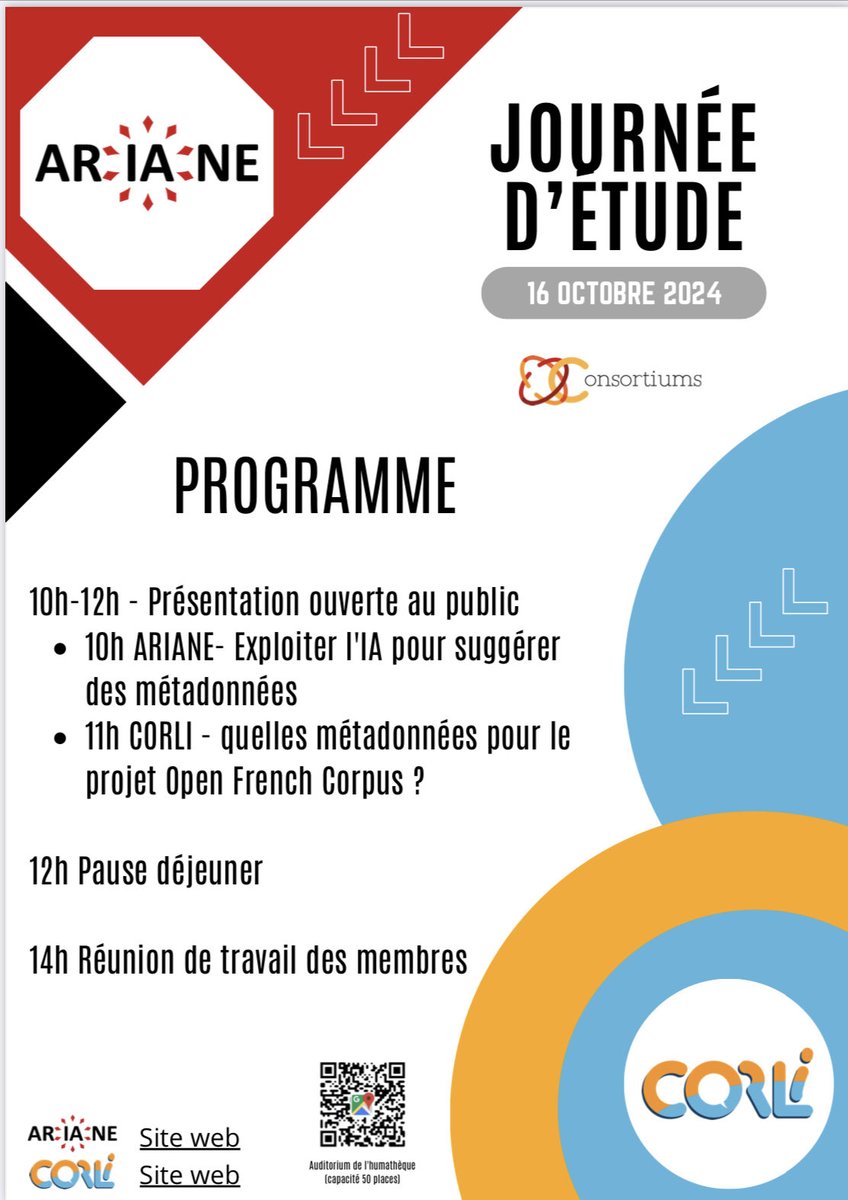 Consortium-HN ARIANE (@cstariane) on Twitter photo Les consortiums-HN <a href="/cstariane/">Consortium-HN ARIANE</a> et <a href="/ConsortiumCorli/">Consortium CORLI</a> vous donnent rendez-vous le 16/10/2024 pour parler métadonnées! Les consortiums-HN <a href="/cstariane/">Consortium-HN ARIANE</a> et <a href="/ConsortiumCorli/">Consortium CORLI</a> vous donnent rendez-vous le 16/10/2024 pour parler métadonnées!