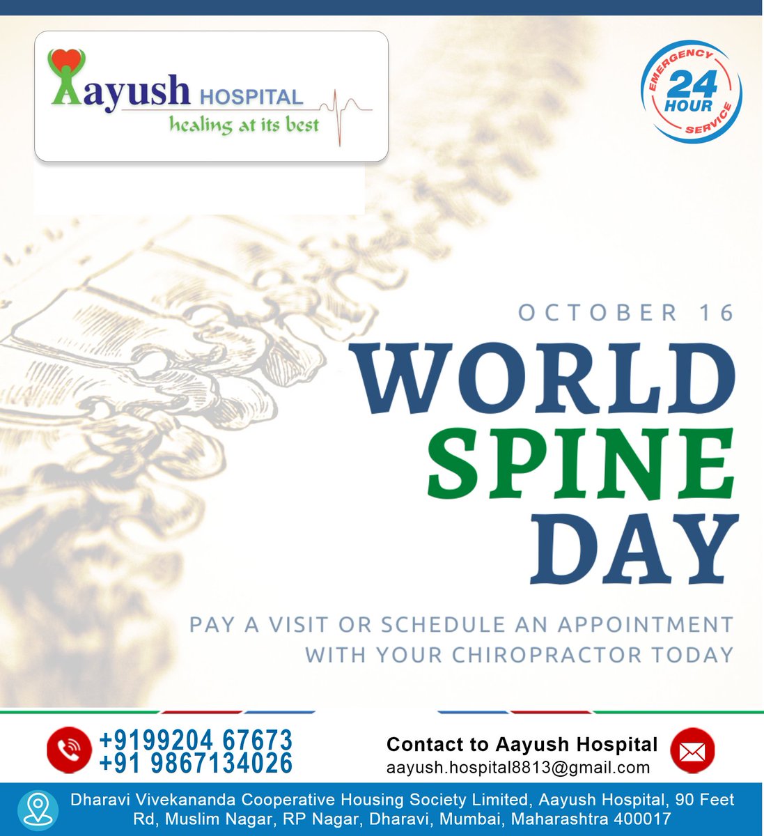 Aayushhospital1's tweet image. Celebrate movement today and every day! 🕺💃 A healthy spine is the key to a vibrant life. 🌟 Let’s spread awareness and encourage others to take care of their backs this #WorldSpineDay.
#WorldSpineDay2024 #SpinalWellness #ActiveLife #HealthyLiving #StrongSpine #FitnessJourney