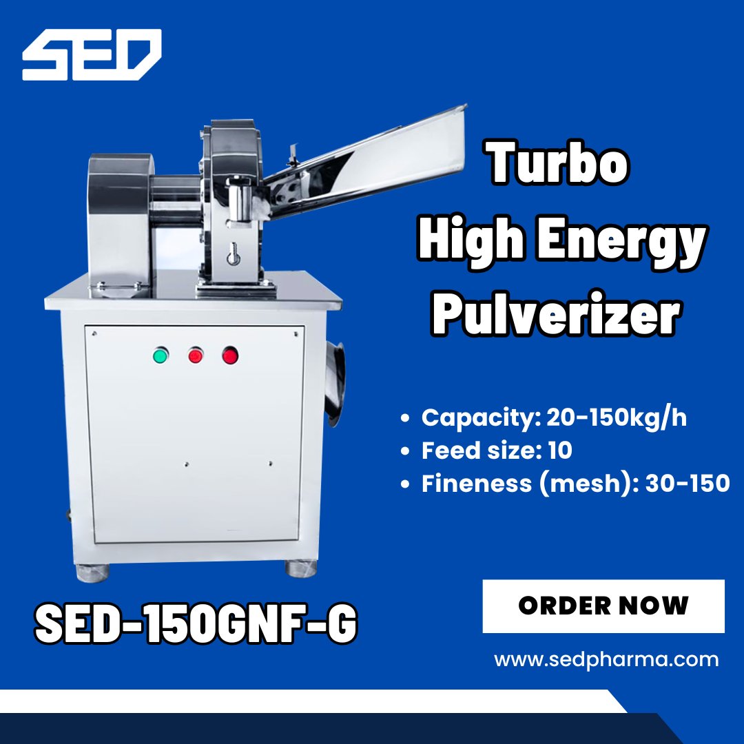 SedPharma's tweet image. Turbine high energy pulverizer, food grade stainless steel, high output and high power, suitable for pulverizing various dry, hard and brittle materials.
More infor：sedpharma.com
#sedpharma #Pulverizermachine #pulverzier #machinemanufacturing #machinery #GrinderMachine