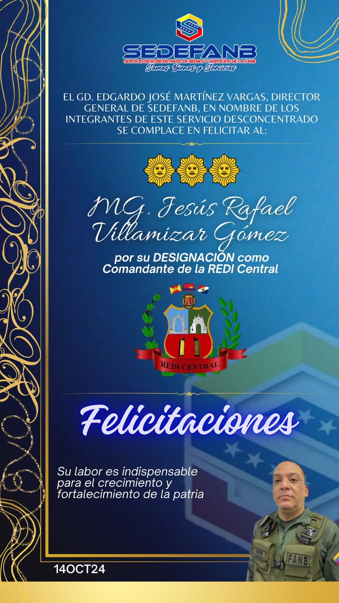 <a href="/_REDICentral/">Región Estratégica de Defensa Integral Central</a> <a href="/REDI_llanos03/">REDI LOS LLANOS Nº 03</a> <a href="/Redi_andes/">REDI N° 2 "Los Andes"</a> <a href="/REDIOC2024/">REDIOCCIDENTAL</a> <a href="/TVFANB/">TVFANB PLUS</a> <a href="/PrensaFANB/">Prensa FANB</a> <a href="/digesfanb/">Dir. Gral. de Empresas y Servicios FANB</a> <a href="/ServiciosMPPDVe/">Viceministerio de Servicios para la Defensa 🇻🇪</a>