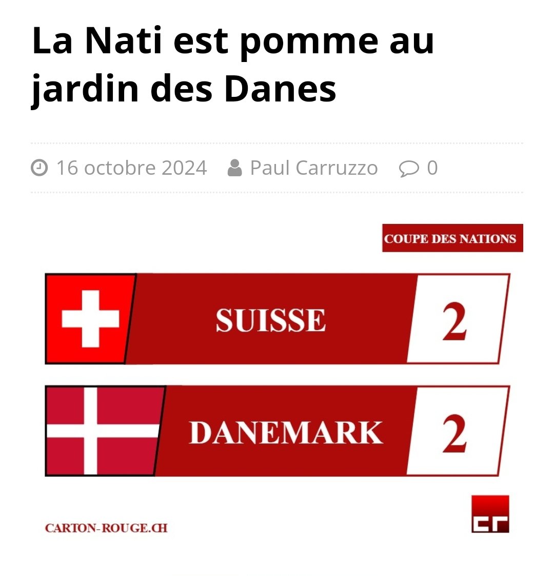 CartonRouge_ch's tweet photo. La défense centrale de la Nati etait sponsorisée par le fromage Emmental et exhiba la même vivacité qu’un Valaisan au moment de quitter la Foire du Valais.
Le récit du Suisse-Danemark, c'est ici:
#SUIDAN
https://t.co/JnIcpurE3N https://t.co/XTdMvuBEU3