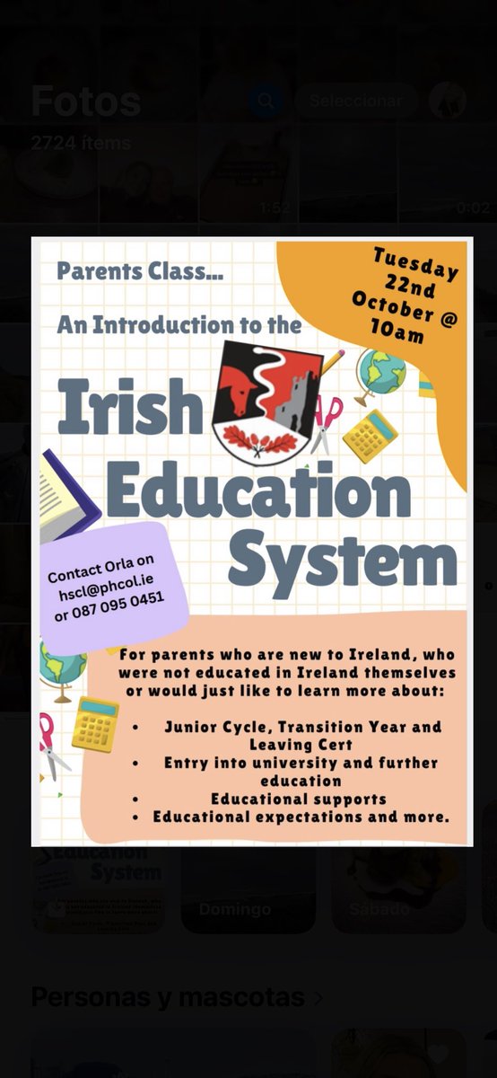 Parents are welcome to join us for a special class explaining the different aspects of the Irish Education System for those who are not originally from Ireland or wish to know more about the system. See poster for details.