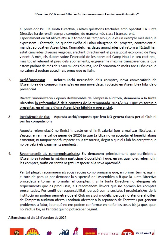 Tots els grups sotasignants demanem que es REFORMULIN els comptes 
Mereixem un Barça modèlic
@sialfutur <a href="/SomunclamxFCB/">Som un clam</a> <a href="/SumaFCB/">SumaBarça</a> <a href="/elsenyoramon/">El Senyor Ramon</a> <a href="/SeguimentFCB/">SEGUIMENT FCB</a> <a href="/uncritvalent_of/">Un Crit Valent!</a> <a href="/compromissaris/">CompromissarisFCB</a> <a href="/TrBlaugrana/">Transparència Blaugrana</a> <a href="/DignitatBlGr/">Dignitat Blaugrana</a>