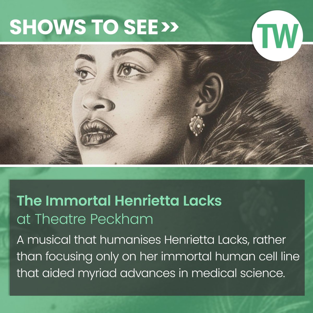 Among our recommended shows to see in London this week: 'The Immortal Henrietta Lacks', on at Theatre Peckham until 19 Oct as part of the venue's Young, Gifted And Black season.

Get more show tips here: bit.ly/3Y8O3LC

<a href="/TheatrePeckham/">Theatre Peckham</a>