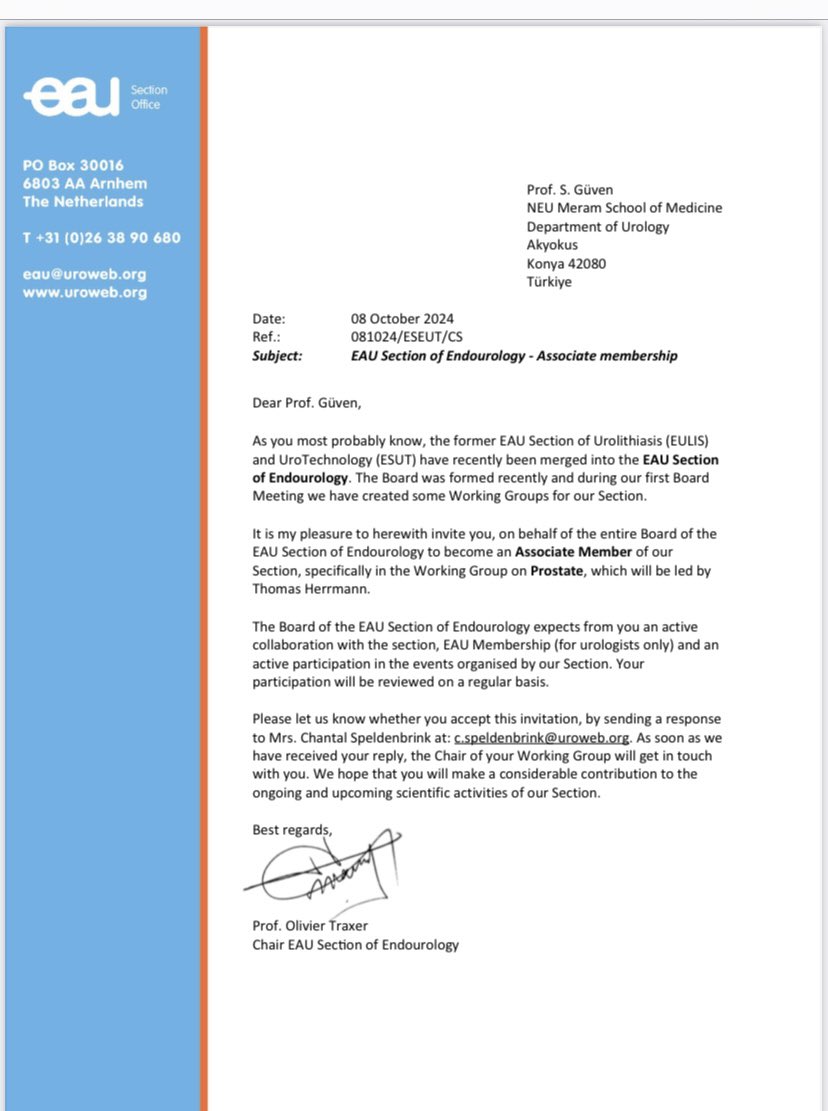 Selçuk Güven (@selcukguven_8) on Twitter photo Honored to be part of the newly established <a href="/Uroweb/">European Association of Urology (EAU)</a> Section of Endourology <a href="/OTRAXER/">Olivier Traxer</a>. The Prostate WG, created and led by <a href="/trwherrmann/">Thomas RW Herrmann</a> , will make a difference — best perspective in urotechnology.
<a href="/Dmitry_Enikeev/">Dmitry Enikeev</a> @GoumasUrologia <a href="/KarinLehrich/">Karin Lehrich</a> <a href="/VMisrai/">Vincent Ⓜ️israi</a> <a href="/MalletR/">MALLET richard</a> <a href="/naeembhojani7/">Naeembhojani7</a> Honored to be part of the newly established <a href="/Uroweb/">European Association of Urology (EAU)</a> Section of Endourology <a href="/OTRAXER/">Olivier Traxer</a>. The Prostate WG, created and led by <a href="/trwherrmann/">Thomas RW Herrmann</a> , will make a difference — best perspective in urotechnology.
<a href="/Dmitry_Enikeev/">Dmitry Enikeev</a> @GoumasUrologia <a href="/KarinLehrich/">Karin Lehrich</a> <a href="/VMisrai/">Vincent Ⓜ️israi</a> <a href="/MalletR/">MALLET richard</a> <a href="/naeembhojani7/">Naeembhojani7</a>