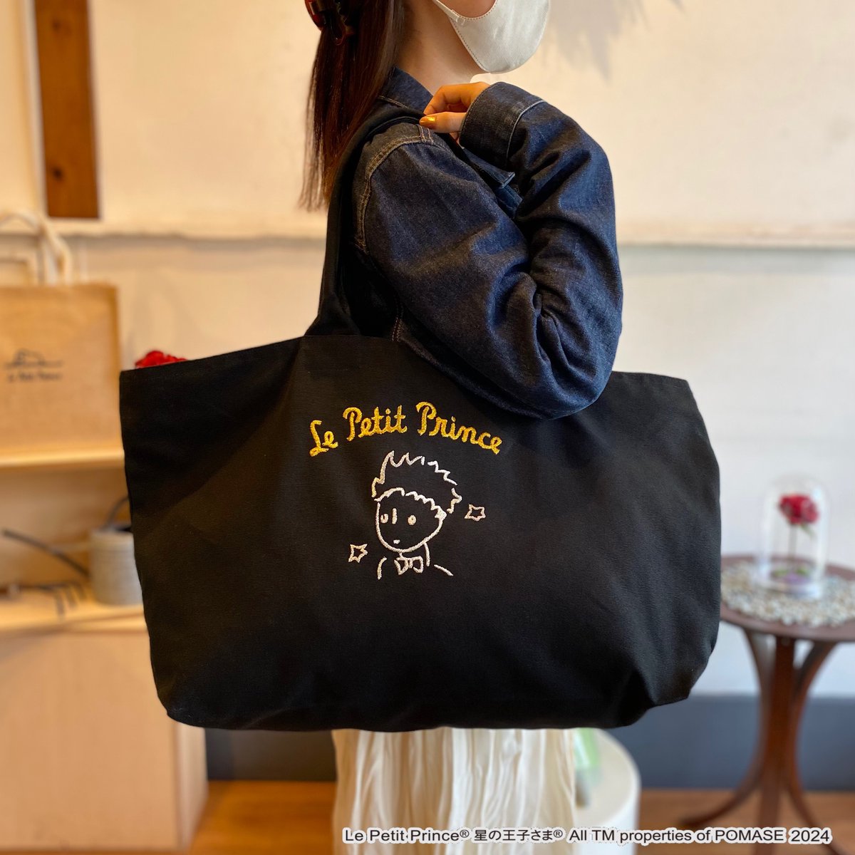 𝐁𝐨𝐧𝐣𝐨𝐮𝐫🌹 🌟刺しゅうトートバッグ 刺繍をあしらったシンプルな