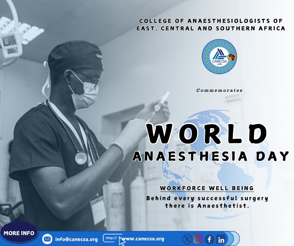Celebrating #WorldAnaesthesiaDay with a focus on Workforce Well-Being! <a href="/canecsa/">CANECSA</a> , we recognize the importance of supporting our Anaesthesia professionals for better patient care. 

#WellbeingMatters #AnaesthesiaCare