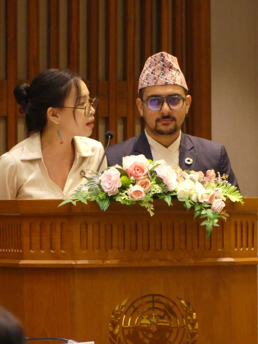 YECAP_AP's tweet photo. "We share a responsibility to make our cities inclusive, safe, resilient, and respectful of natural and cultural heritage." Movers-YECAP Fellows Angelica AΓ±abeza and @prajeshjee represented Asia-Pacific youth voices at #EnvCom8 today, urging for greater collaboration with youth. https://t.co/EG2VOAyHeu