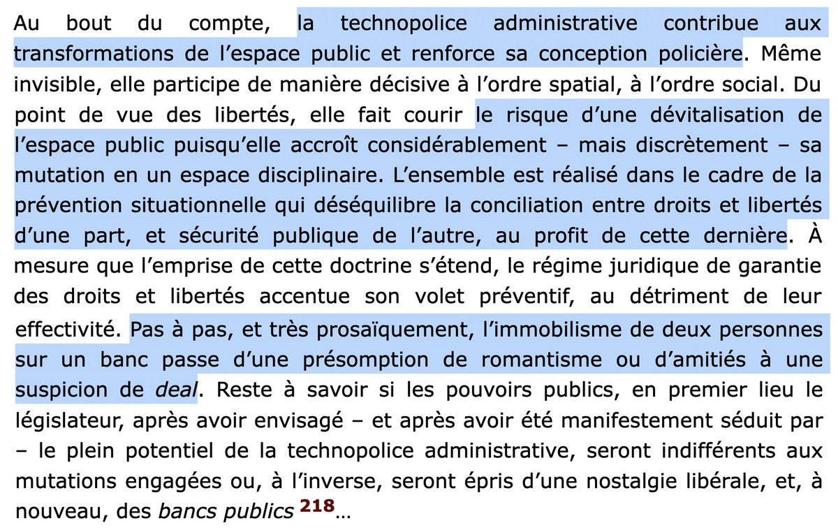 A lire absolument : Ce que la « technopolice » fait à nos droits &amp; libertés.

La surveillance algorithmique, les drones &amp; autres systèmes de reconnaissance faciale contaminent notre espace public.

Et le transforment en un « espace disciplinaire », dans l'apathie générale.