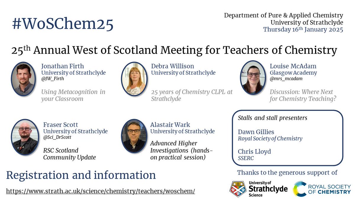 Patrick Thomson 🦋 @patrickthomson.bsky.social (@patrickthomson) on Twitter photo Looking forward to welcoming Scottish chemistry teachers to #WoSChem25 hosted at
<a href="/StrathChem/">Chemistry - University of Strathclyde</a>
in January! Advanced Higher Project CLPL as always! Signup/info: strath.ac.uk/science/chemis… Looking forward to welcoming Scottish chemistry teachers to #WoSChem25 hosted at
<a href="/StrathChem/">Chemistry - University of Strathclyde</a>
in January! Advanced Higher Project CLPL as always! Signup/info: strath.ac.uk/science/chemis…