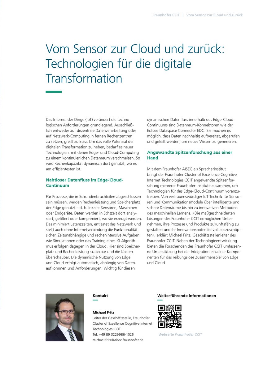 FraunhoferAISEC's tweet image. Mit IoT verschmelzen Edge- und Cloud-Computing zu einem kontinuierlichen Datenraum. Rechenkapazität wird dynamisch dort genutzt, wo es am effizientesten ist.
Als Sprecher des Forschungsclusters berichten wir, wie @CCIT_Fraunhofer Spitzenforschung zu Edge-Cloud-Continuum bündelt.