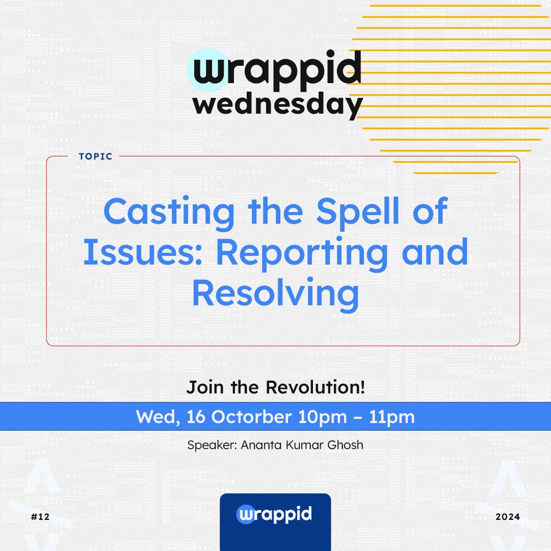 wrappid_dev's tweet image. Wrappid Wednesday

📅 Date: 16-10-2024
🕒 Time: 10 p.m. IST
📍 Where: Google Meet
🔗 Join Us: buff.ly/4e5RtW5

🚀 Casting the Spell of Issues: Reporting and Resolving 🌟

#BugFixing #IssueReporting #DebuggingTips #TechProblemSolving #OpenSourceFramework