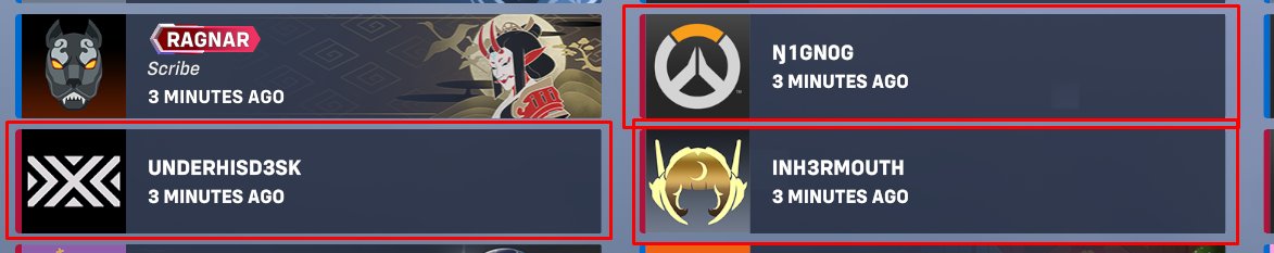 ThatGay35487231's tweet photo. @BlizzardCS I get banned for the name "ThatGayGuy" but these names get allowed and don't get banned? That's so pathetic https://t.co/hKhYuQYK3o