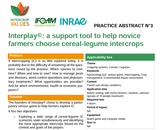 Organic Farm Knowledge (@farm_knowledge) on Twitter photo Explore intercropping by gaming! Sounds interesting?
Check out the latest <a href="/IntercropVALUES/">IntercropVALUES 🇪🇺</a> Practice Abstract about "Interplay©": a support tool to help novice farmers choose cereal-legume intercrops 🌱
🔗 Link to tool: organic-farmknowledge.org/tool/53686 Explore intercropping by gaming! Sounds interesting?
Check out the latest <a href="/IntercropVALUES/">IntercropVALUES 🇪🇺</a> Practice Abstract about "Interplay©": a support tool to help novice farmers choose cereal-legume intercrops 🌱
🔗 Link to tool: organic-farmknowledge.org/tool/53686
