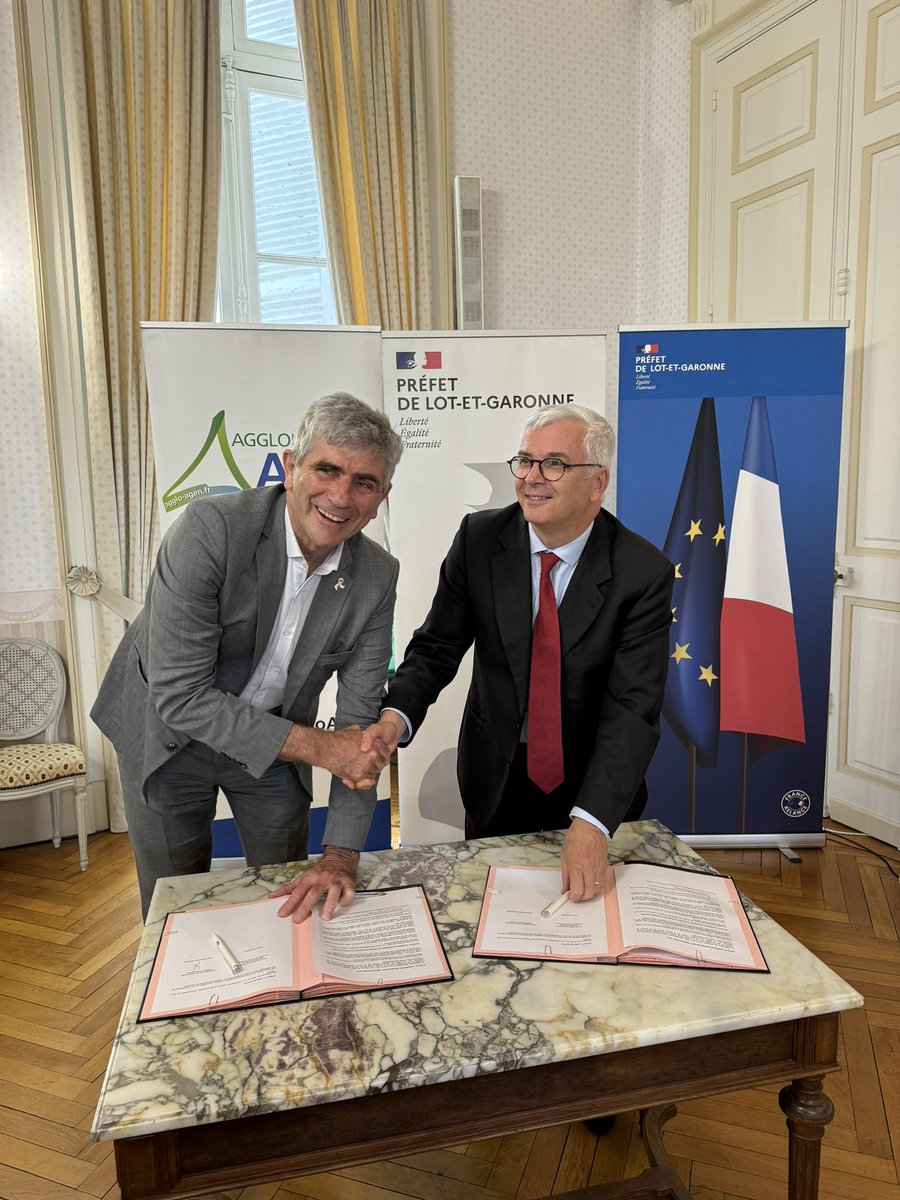#Agen Ça y est!  . Au terme d’un échange patrimonial à la fois naturel et gagnant-gagnant entre l’État et <a href="/AggloAgen/">Agglomération d'Agen 🇫🇷🇪🇺🇺🇦</a> , Agen est à nouveau chez lui sur les deux berges de #GARONNE. Là-haut, Michel SERRES doit être content 😉👍. Aux à Agenaises et aux Agenaises d’imaginer la suite.