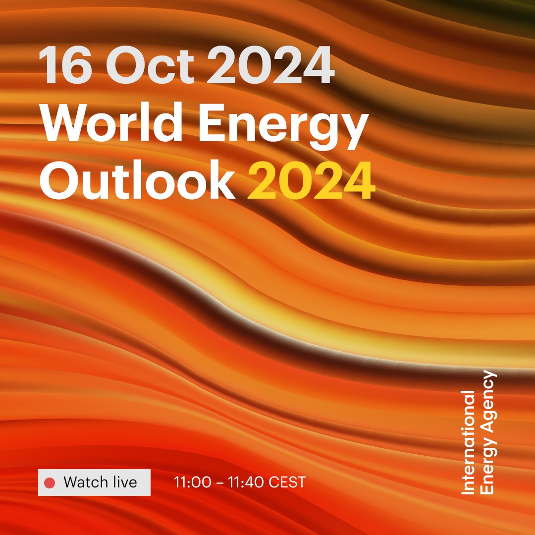 This morning we published World Energy Outlook 2024 → iea.li/4eLY3RU

In just 1️⃣ hour, join #WEO24 lead authors <a href="/Laura_Cozzi_/">Laura Cozzi</a> &amp; Tim Gould and IEA's <a href="/fbirol/">Fatih Birol</a> as they discuss the key findings at our LIVE launch event

Watch along from 11:00 CEST 👉 iea.li/4eLY4Fs
