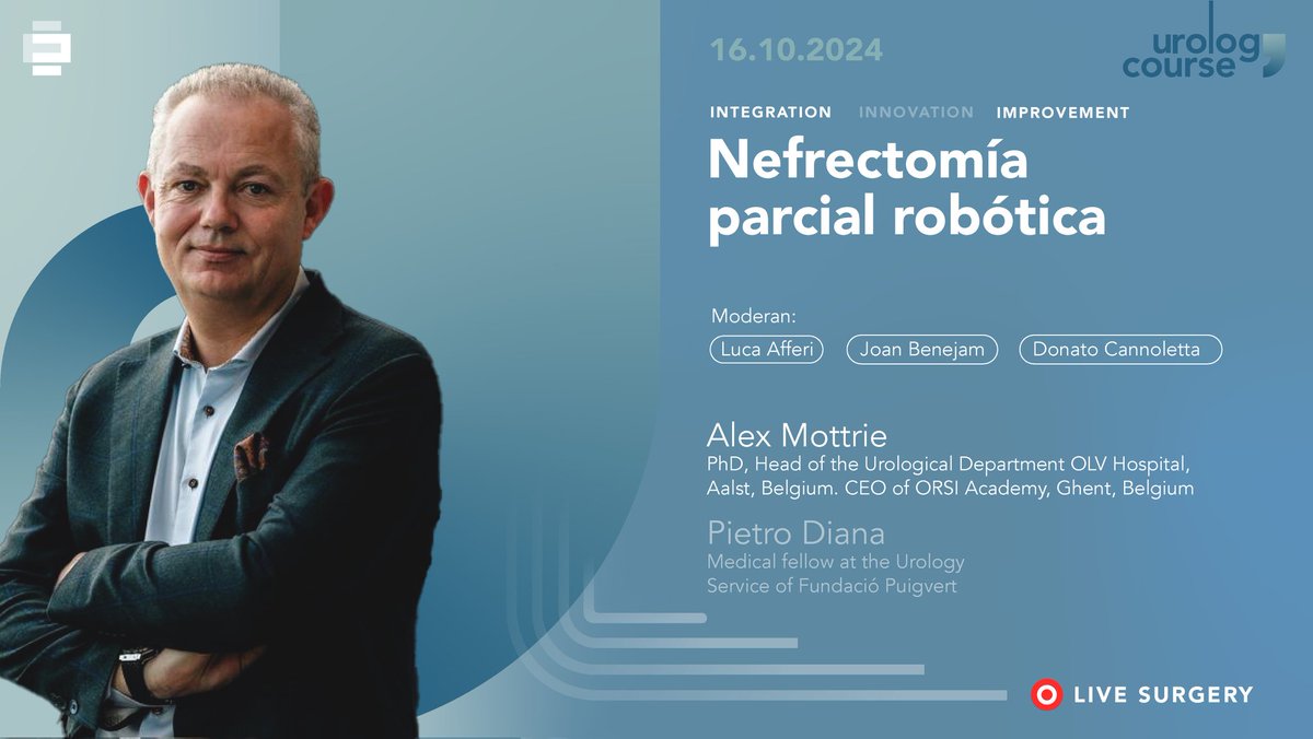 57th Urology Course | Fundació Puigvert (@57_uropuigvert) on Twitter photo #UroONCO #LIVEsurgery
🔘 Robotic partial nephrectomy, by <a href="/alexmottrie/">Alex Mottrie</a> CEO <a href="/orsiacademy/">Orsi Academy</a> & Head of Urology <a href="/OLVZaalst/">OLV Ziekenhuis</a>
<a href="/pietrosdiana/">Pietro Diana</a> Fellow <a href="/FPuigvert/">Fundació Puigvert Barcelona</a>
🔵#integration 🟢#improvement #UroONCO #LIVEsurgery
🔘 Robotic partial nephrectomy, by <a href="/alexmottrie/">Alex Mottrie</a> CEO <a href="/orsiacademy/">Orsi Academy</a> & Head of Urology <a href="/OLVZaalst/">OLV Ziekenhuis</a>
<a href="/pietrosdiana/">Pietro Diana</a> Fellow <a href="/FPuigvert/">Fundació Puigvert Barcelona</a>
🔵#integration 🟢#improvement