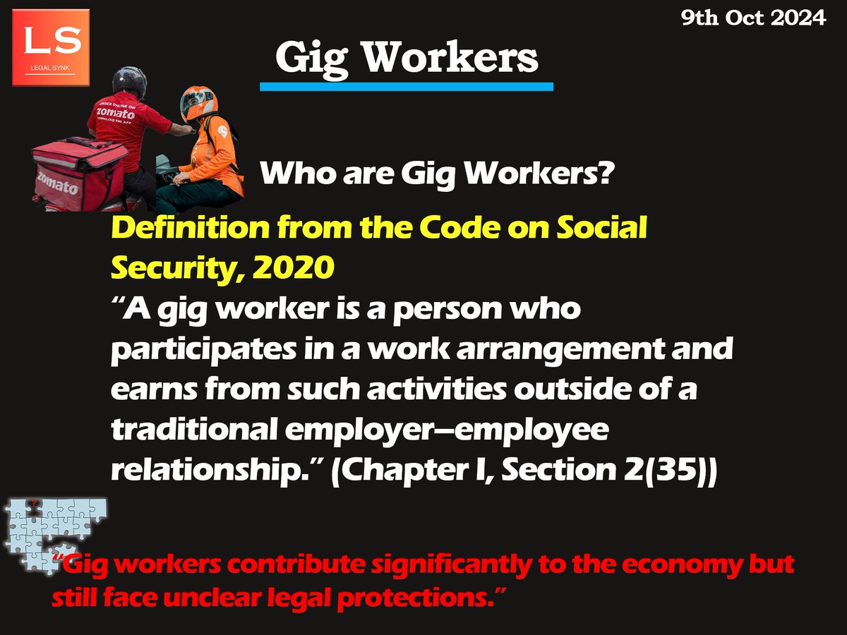 LegalSynk's tweet photo. Right of gig workers in India. 

#gigworkersright https://t.co/QINyDOYSl5