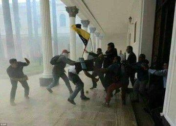 RealOmtatah's tweet photo. On this day of June, 2017 protesters Storms Venezuela National Assembly, beat politicians into fine pulp. https://t.co/IdNui4KyRs