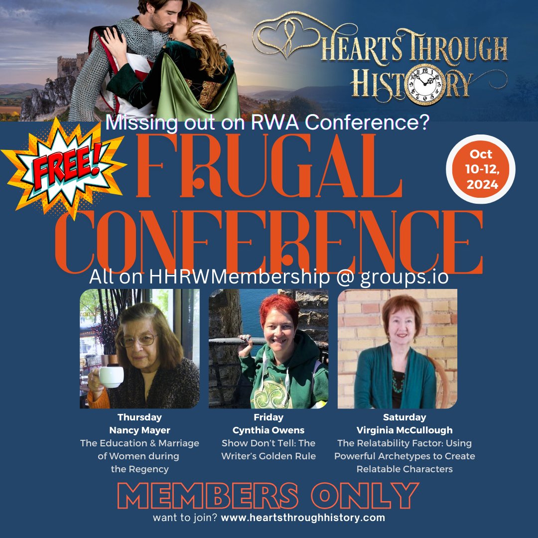 HHRW's tweet image. Next weekend for all members. #historicalromance #writingconference #writerscommunity #WritingCommunity #romancewriters #romancenovels 
Want to join? heartsthroughhistory.com