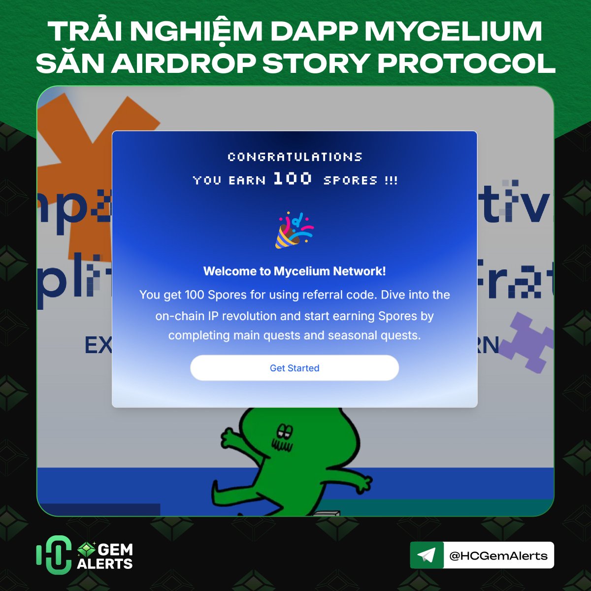 HCGemAlerts's tweet photo. 🔥Hướng dẫn trải nghiệm dapp Mycelium săn airdrop Story Protocol🔥

Mycelium là một dapp trên Story đã được Founder Jason Zhao shill trên X của mình.

Hiện tại dự án đã mở testnet nên ae vào triển luôn nhé!

Hướng dẫn👇

👉Đầu tiên ae truy cập https://t.co/Zd0pte0OZJ, kết nối ví và X của ae nhé!

👉Xong thì ae nhập code: OJAS202

Nhập code sẽ được +100 điểm và 10% ref, ae cmt code của mình phía dưới cho những ae khác luôn nhé!

👉Tiếp ae chọn vào "Get Started" chọn một nhân vật bất kì và chọn tiếp "Remix"

👉Tiếp theo ae sử dụng tool của Mycelium tạo một ảnh mới sau đó chọn "Publish" và confirm txn trong ví để đăng nhé!

👉Xong thì ae chọn "gallery" chọn tiếp vào ảnh meme vừa tạo và chọn "share" đẻ chia sẻ lên X.

Mỗi ngày tạo meme và chia sẻ 3 lần sẽ nhận được SPR Point. Quan trọng vẫn là bước "public" tạo txn onchain trên mạng testnet của Story nha ae🫡

Kèo dapp chính chủ được Founder Story shill nên vào triển ngay đừng bỏ lỡ nhé ae ơi!

Kèo Story miễn phí nên gắng làm từ a đến z không bỏ cái gì, lấy công bù tiền thôi ae ơi😆